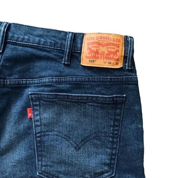 Levi’s 569 Loose Straight Fit Mens Jeans Dark Blue Wash Herbaceous W38 x L32 - Picture 5 of 11
